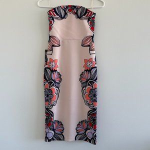 NWT Express Strapless Sheath Dress Pink Floral Size 0